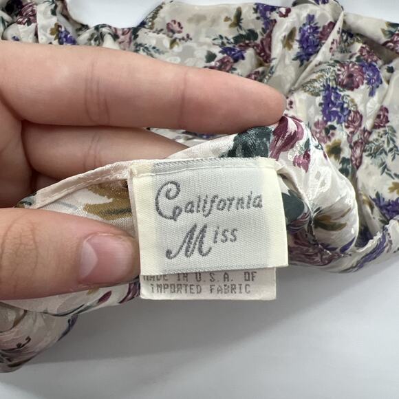 Vintage California Miss Robe Women Large Floral‎ Ivory Silky Damask Kimono - Picture 7 of 11